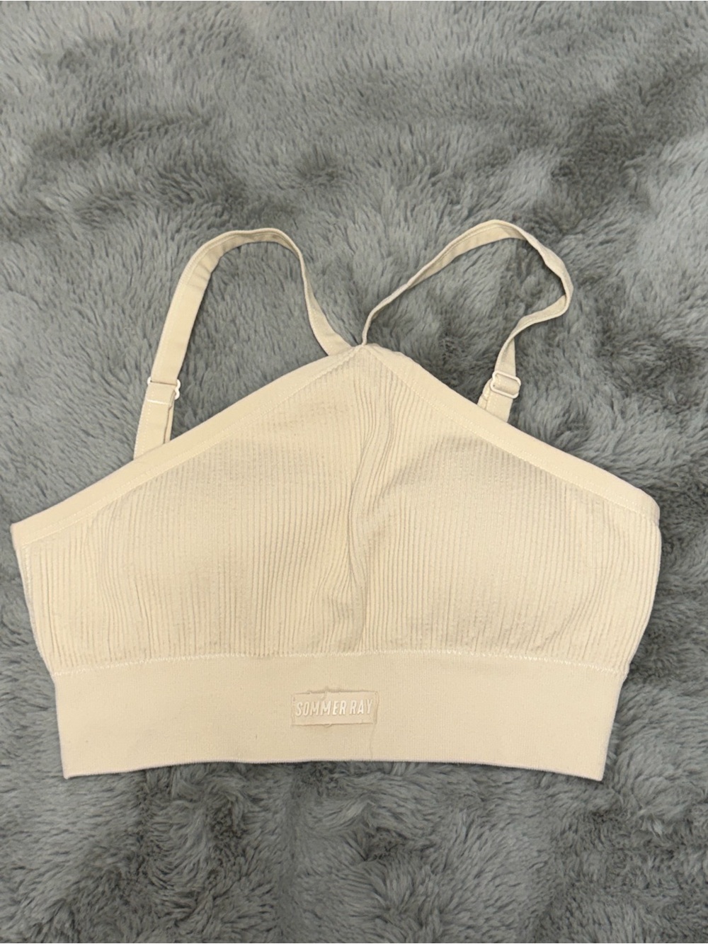 Sommer Ray Cream Ribbed Sports bra